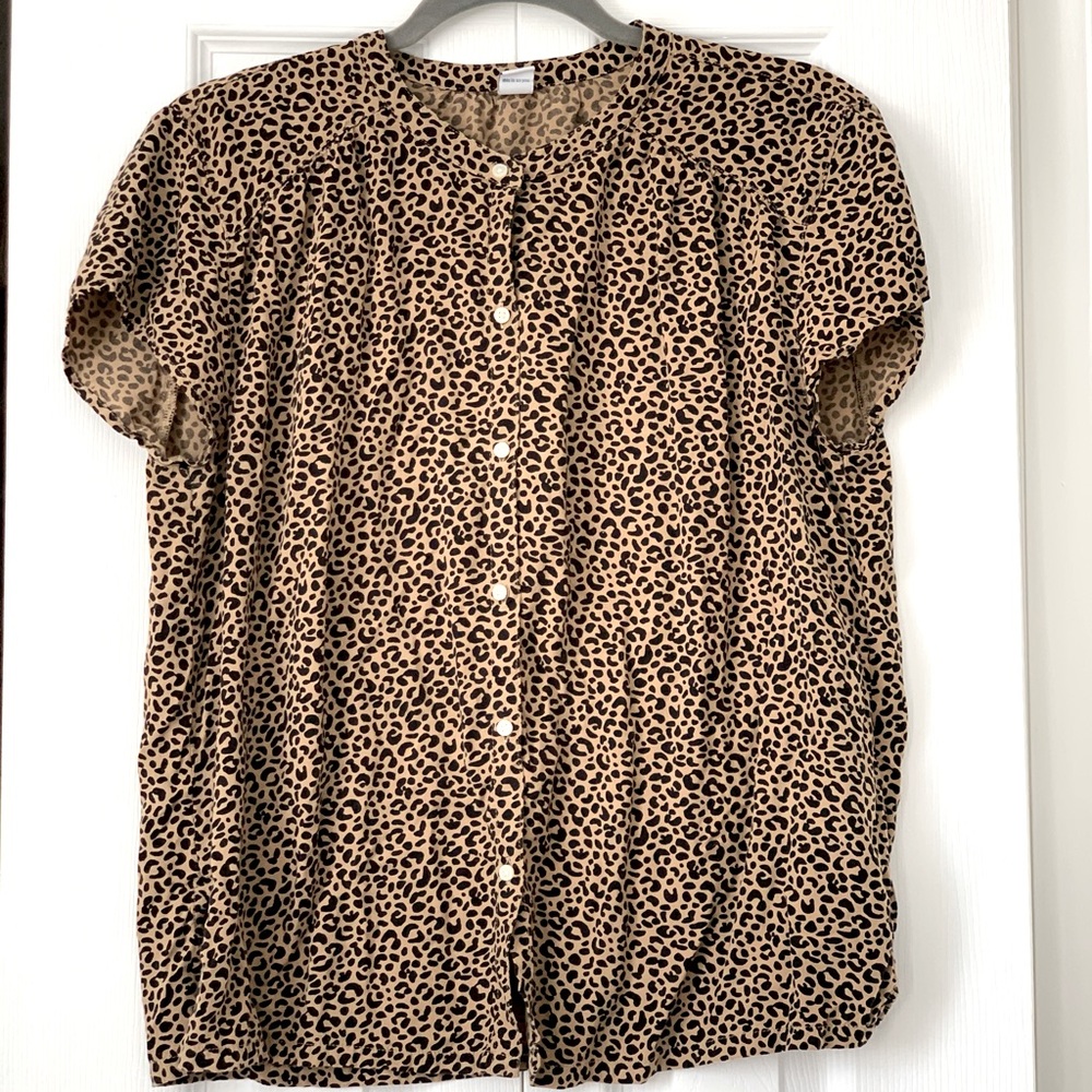 Button down short sleeve blouse